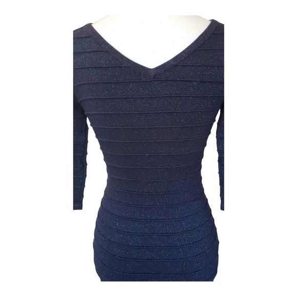 TWENTY ONE WOMEN'S BODYCON SPARKLE NAVY BLUE DRESS 3/4 SLEEVE SIZE M - Picture 6 of 7